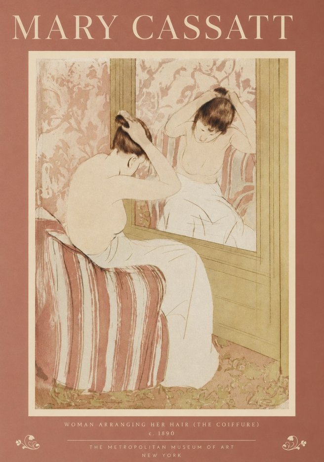 Mary Cassatt Woman Arranging Her Hair (the Coiffure) No2 - Póster