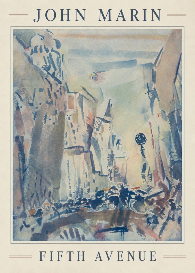 John Marin Fifth Avenue – as It Looks to a Leader of the Post-impressionists No4 - Póster