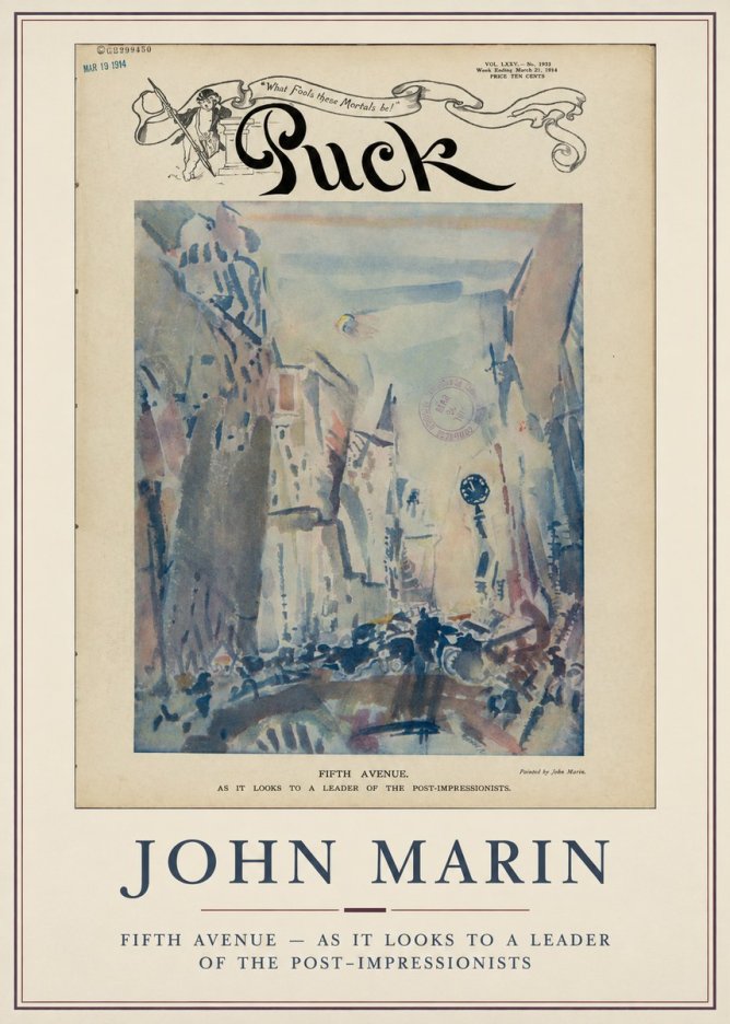 John Marin Fifth Avenue – as It Looks to a Leader of the Post-impressionists No5 - Póster