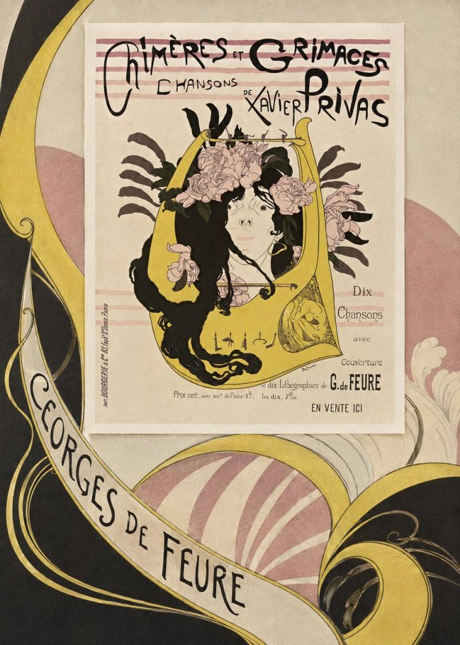Georges de Feure Chimères Et Grimaces Chansons De Xavier Privas No4 - Póster
