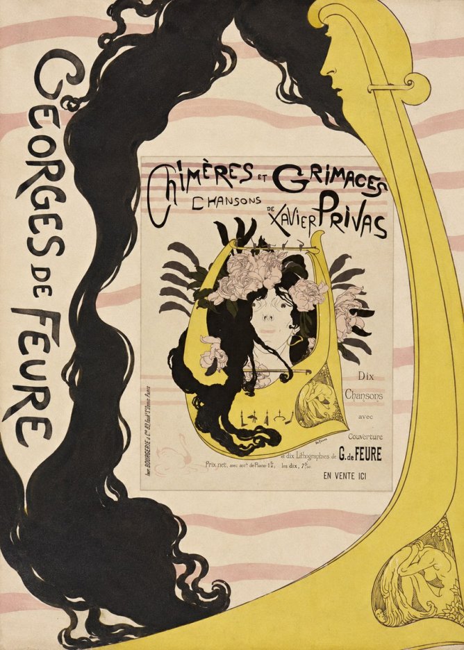Georges de Feure Chimères Et Grimaces Chansons De Xavier Privas No5 - Póster
