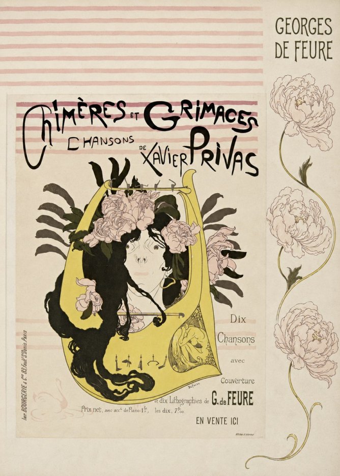 Georges de Feure Chimères Et Grimaces Chansons De Xavier Privas No6 - Póster