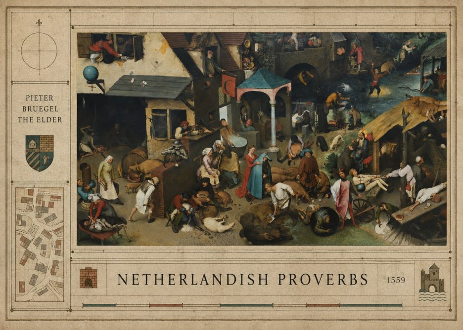 Pieter Bruegel Netherlandish Proverbs III No4 - Póster