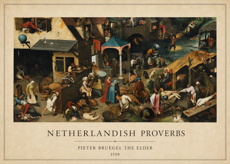 Pieter Bruegel Netherlandish Proverbs III No6 - Póster