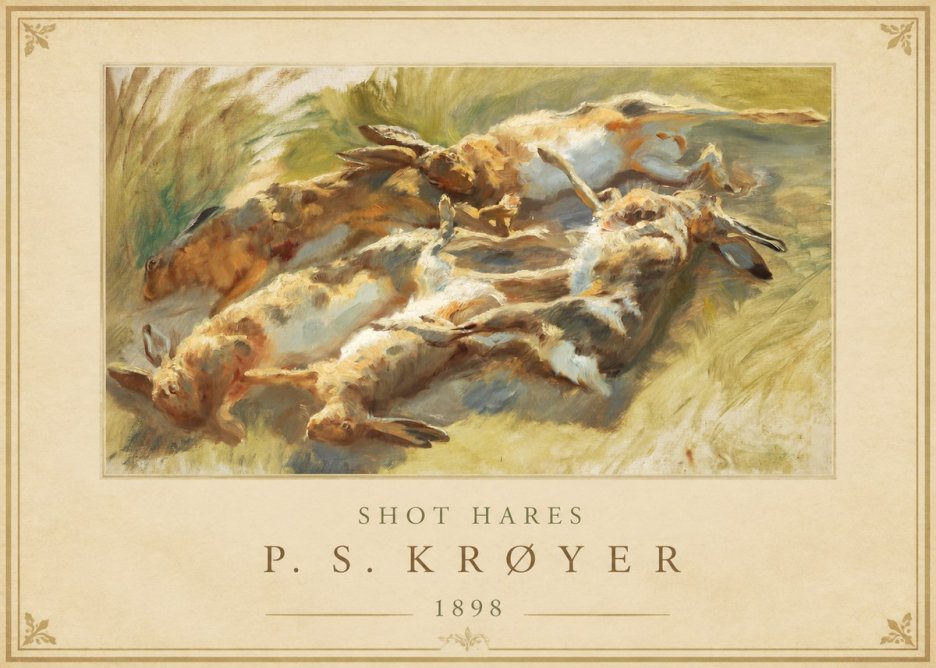 P.S. Krøyer Shot Hares No1 - Póster
