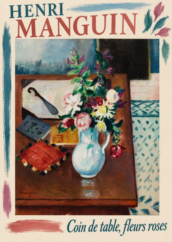 Henri Manguin Coin De Table, Fleurs Roses No2 - Póster
