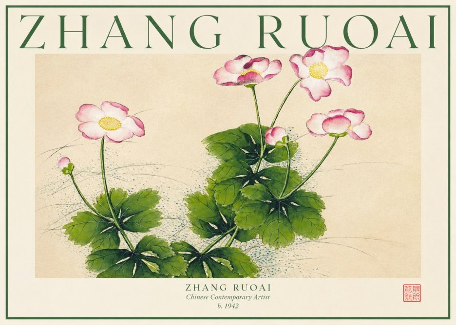 Zhang Ruoai Pink Anemones No1 - Póster