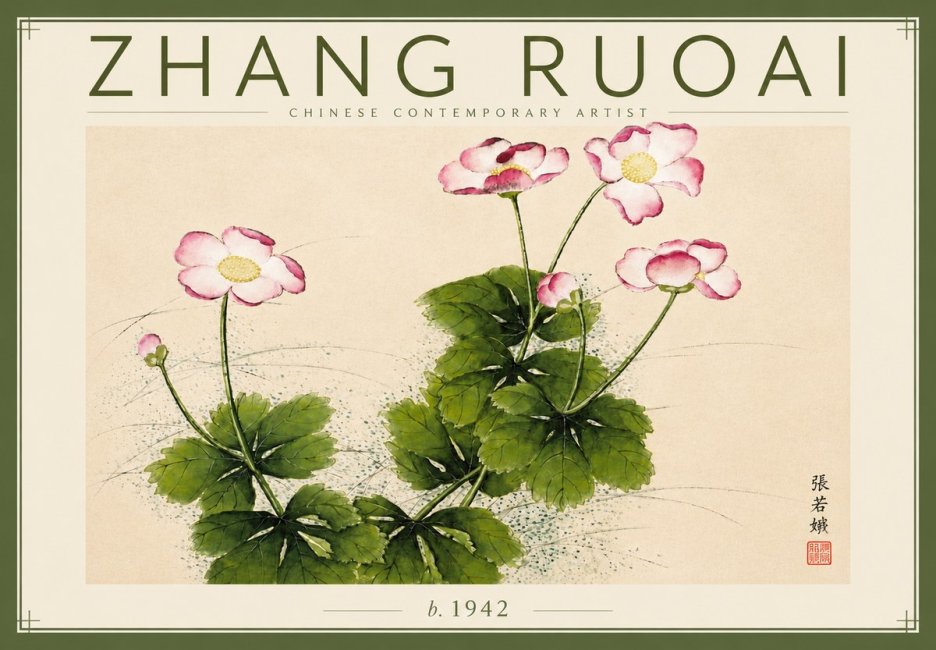 Zhang Ruoai Pink Anemones No4 - Póster