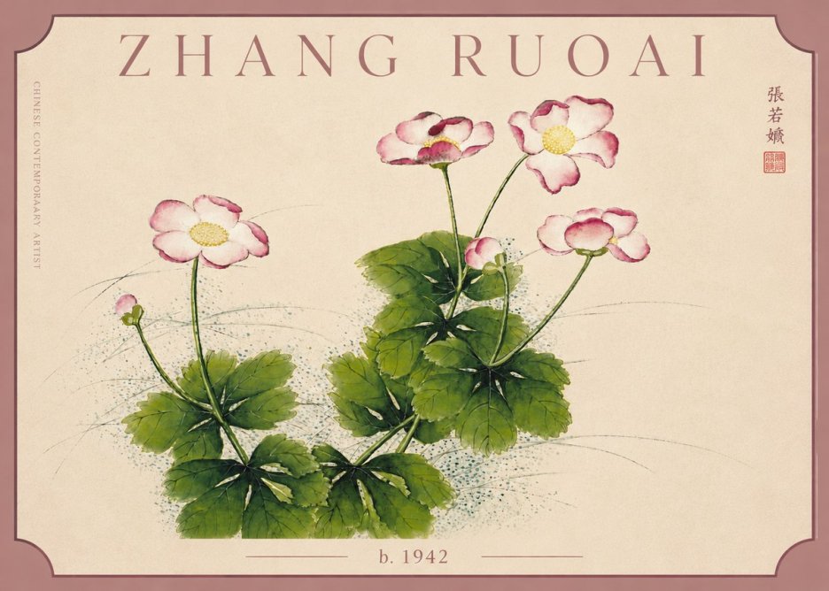 Zhang Ruoai Pink Anemones No5 - Póster