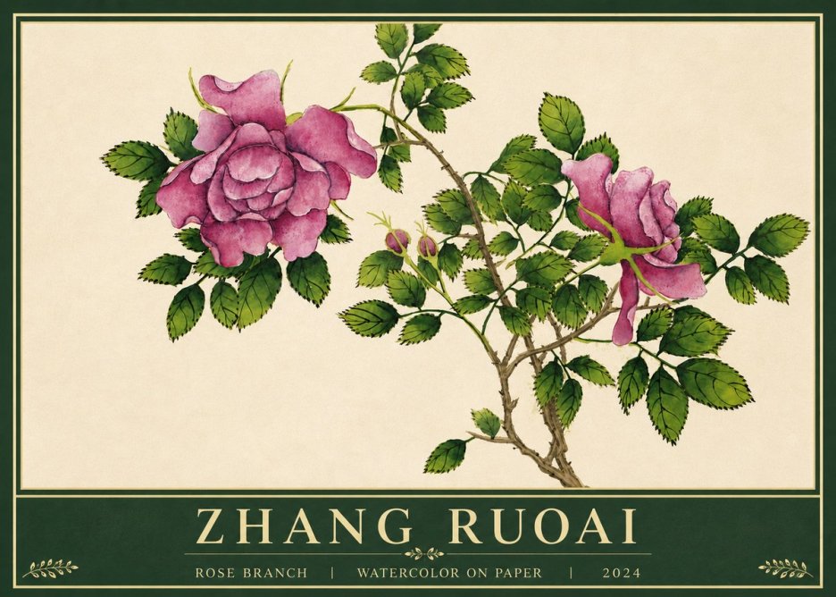 Zhang Ruoai Rose Branch No6 - Póster