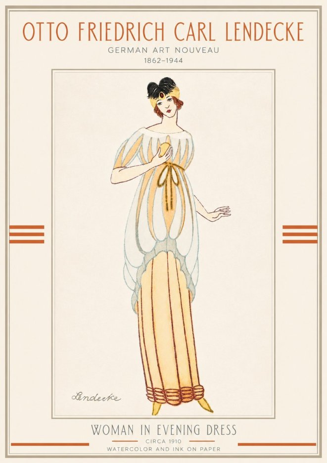 Otto Friedrich Carl Lendecke Woman in Evening Dress No3 - Póster