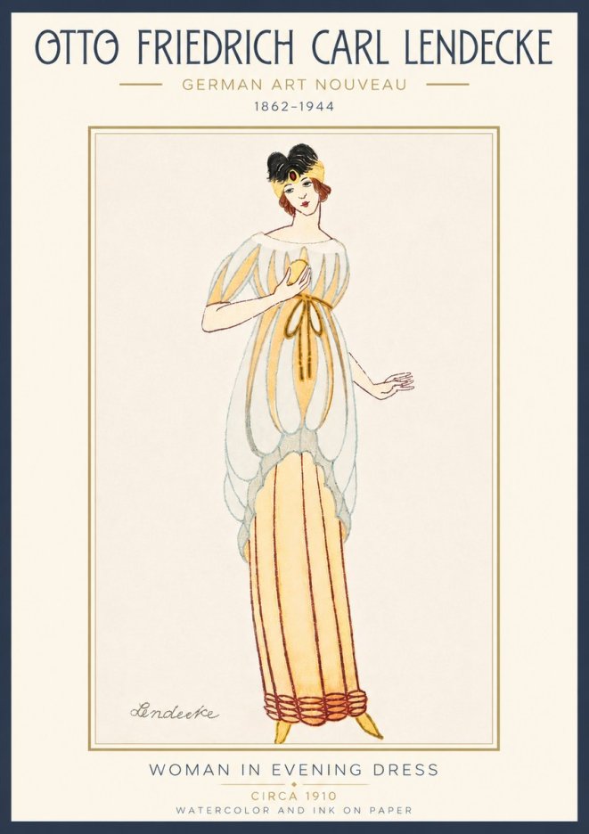 Otto Friedrich Carl Lendecke Woman in Evening Dress No4 - Póster