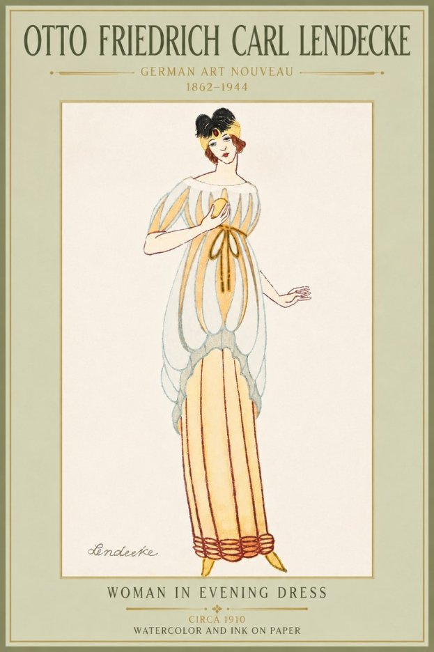 Otto Friedrich Carl Lendecke Woman in Evening Dress No5 - Póster
