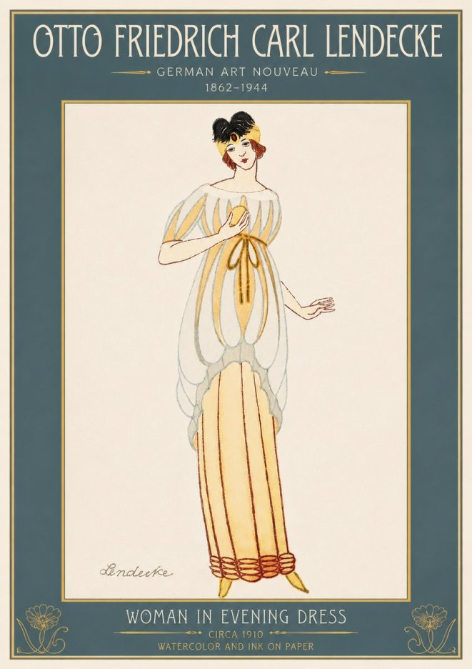 Otto Friedrich Carl Lendecke Woman in Evening Dress No6 - Póster
