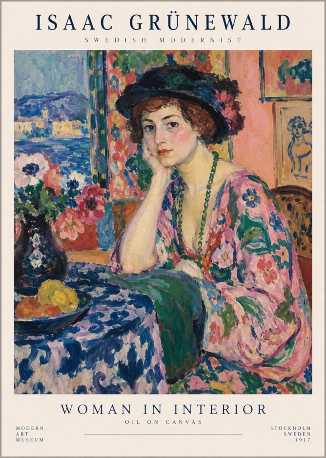 Isaac Grünewald Woman in Interior No1 - Póster