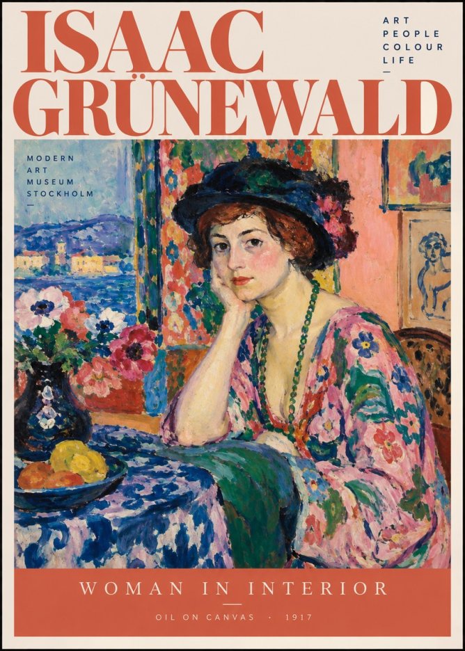 Isaac Grünewald Woman in Interior No2 - Póster