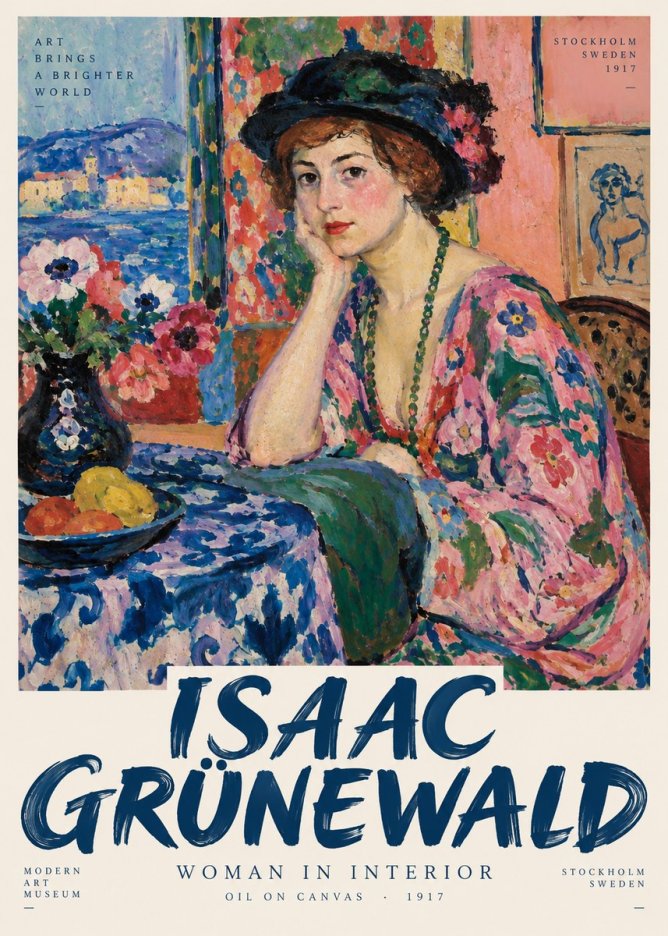 Isaac Grünewald Woman in Interior No3 - Póster