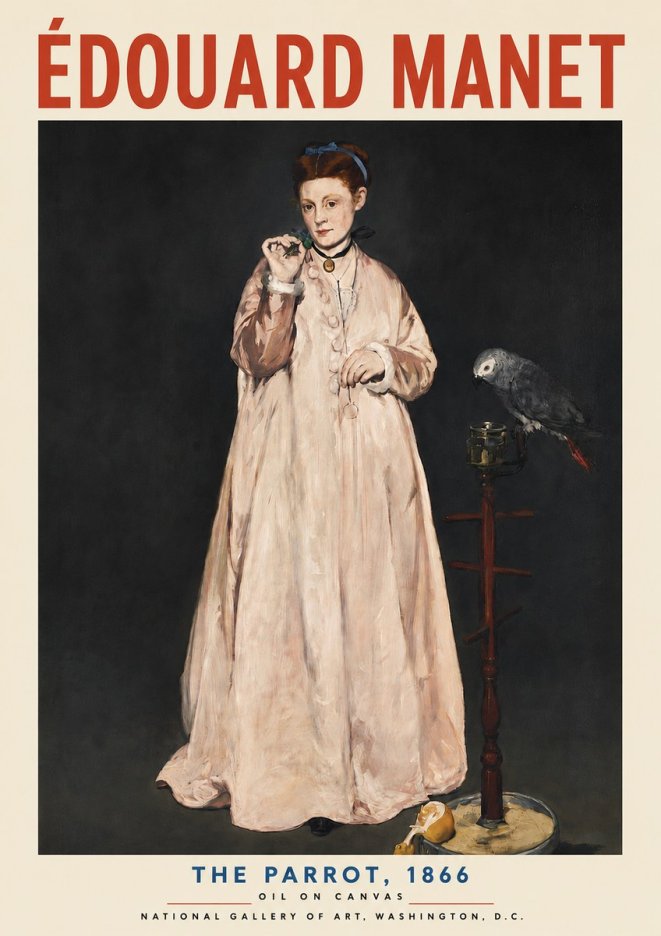Édouard Manet The Parrot No4 - Póster