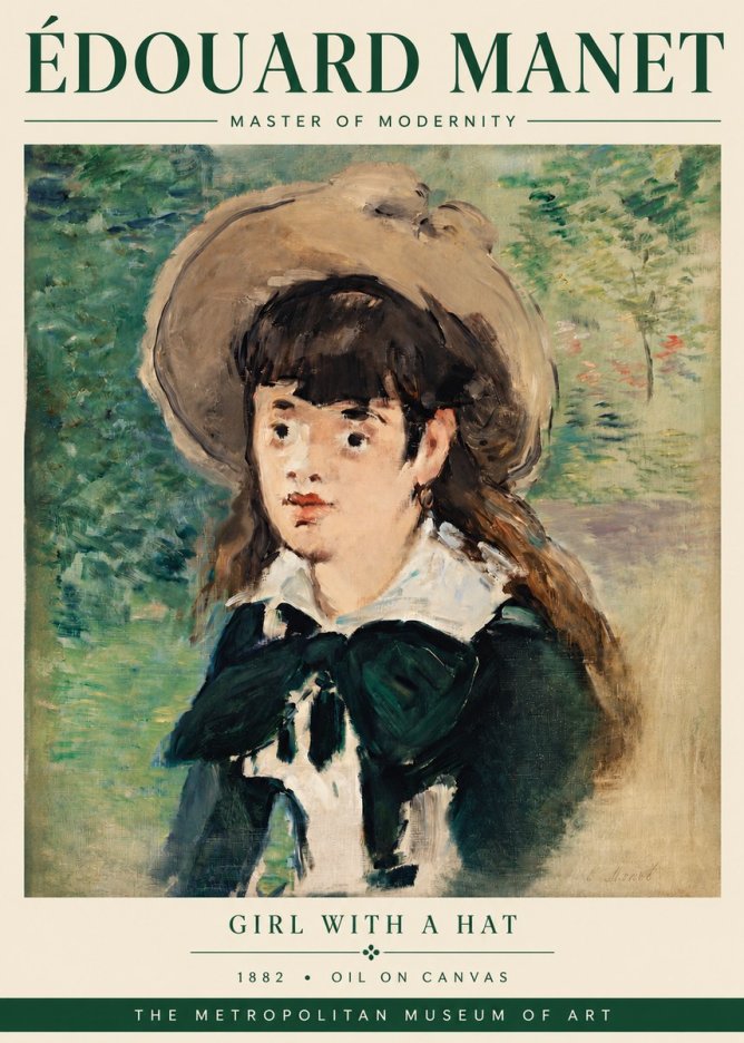 Édouard Manet Girl with a Hat No3 - Póster