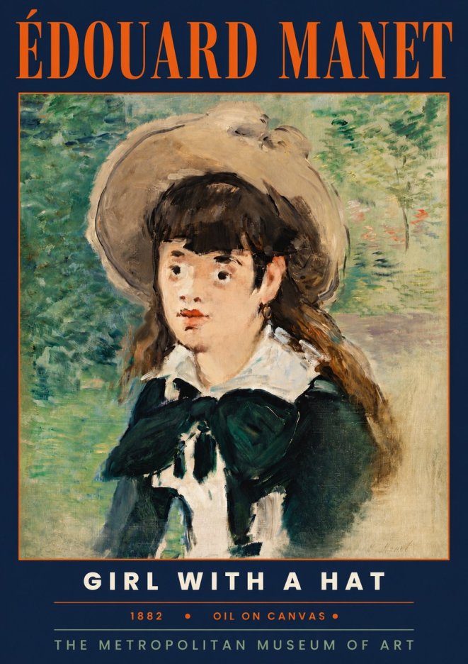 Édouard Manet Girl with a Hat No4 - Póster