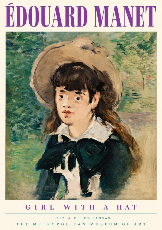 Édouard Manet Girl with a Hat No5 - Póster