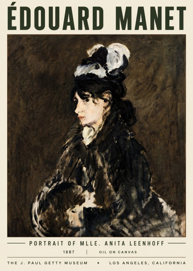 Édouard Manet Portrait of Mlle. Anita Leenhoff No6 - Póster