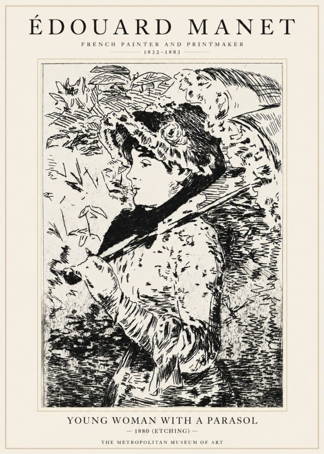 Édouard Manet Young Woman with a Parasol No1 - Póster