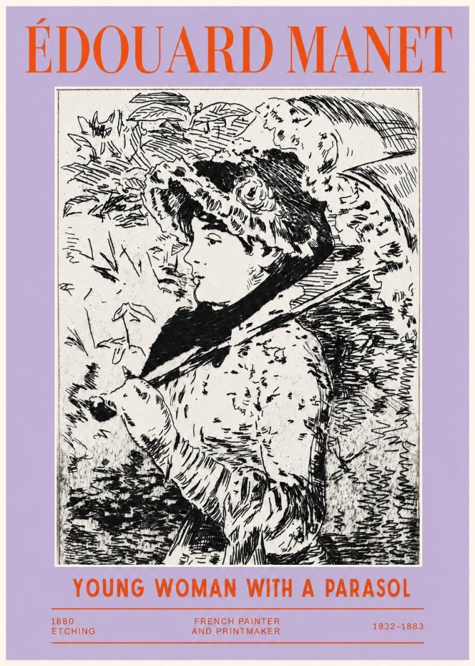 Édouard Manet Young Woman with a Parasol No2 - Póster