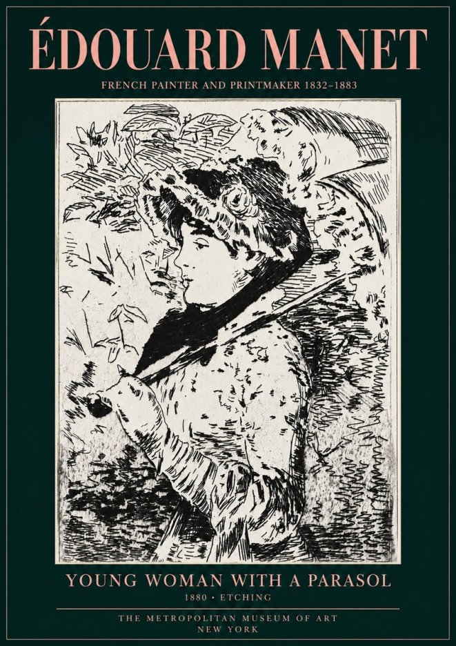 Édouard Manet Young Woman with a Parasol No3 - Póster