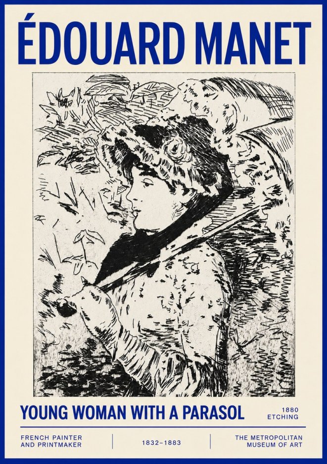 Édouard Manet Young Woman with a Parasol No4 - Póster