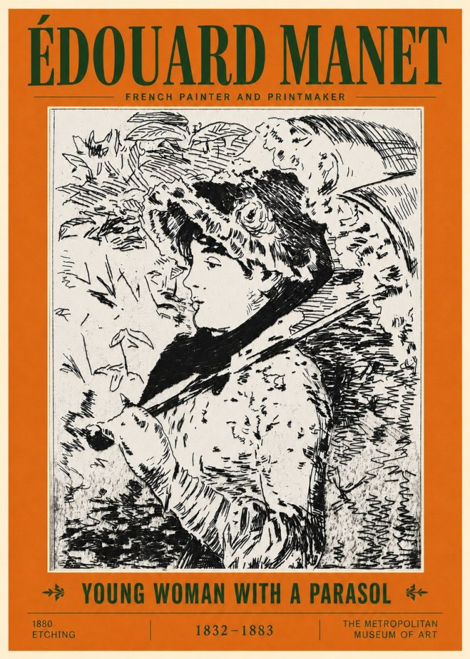 Édouard Manet Young Woman with a Parasol No5 - Póster