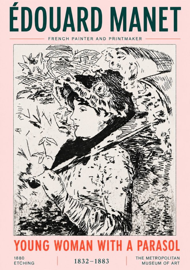 Édouard Manet Young Woman with a Parasol No6 - Póster