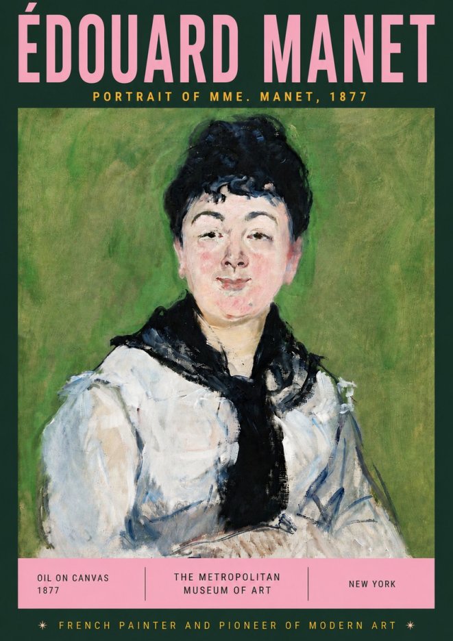Édouard Manet Portrait of Mme. Manet No5 - Póster