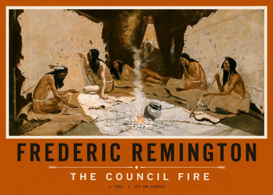 Frederic Remington The Council Fire I No3 - Póster