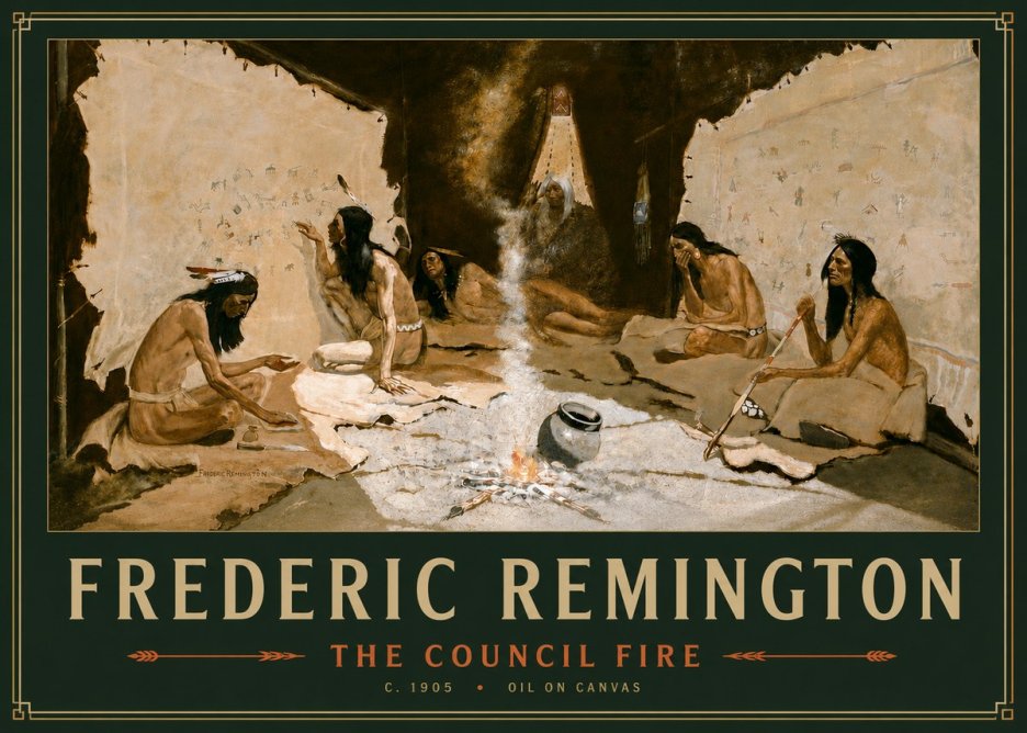 Frederic Remington The Council Fire I No4 - Póster