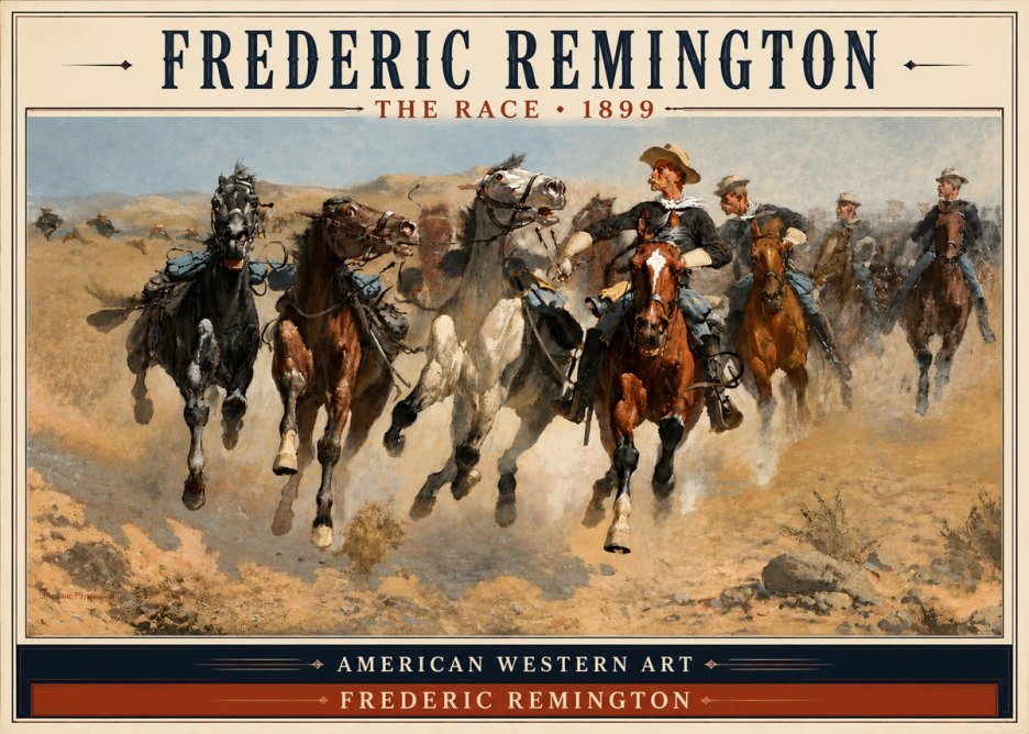 Frederic Remington The Race I No4 - Póster