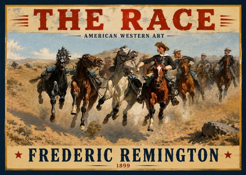 Frederic Remington The Race I No5 - Póster