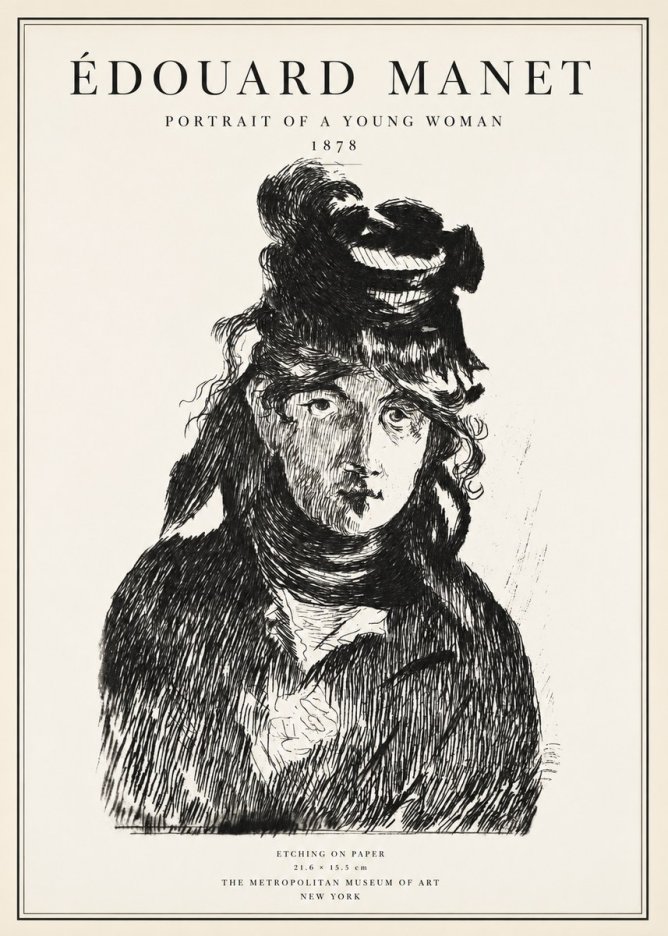 Édouard Manet Portrait of a Young Woman I No1 - Póster