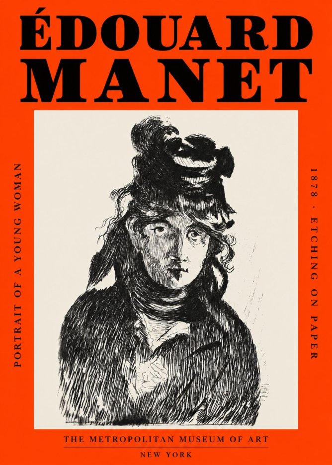 Édouard Manet Portrait of a Young Woman I No2 - Póster