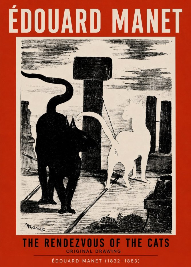 Édouard Manet The Rendezvous of the Cats No2 - Póster