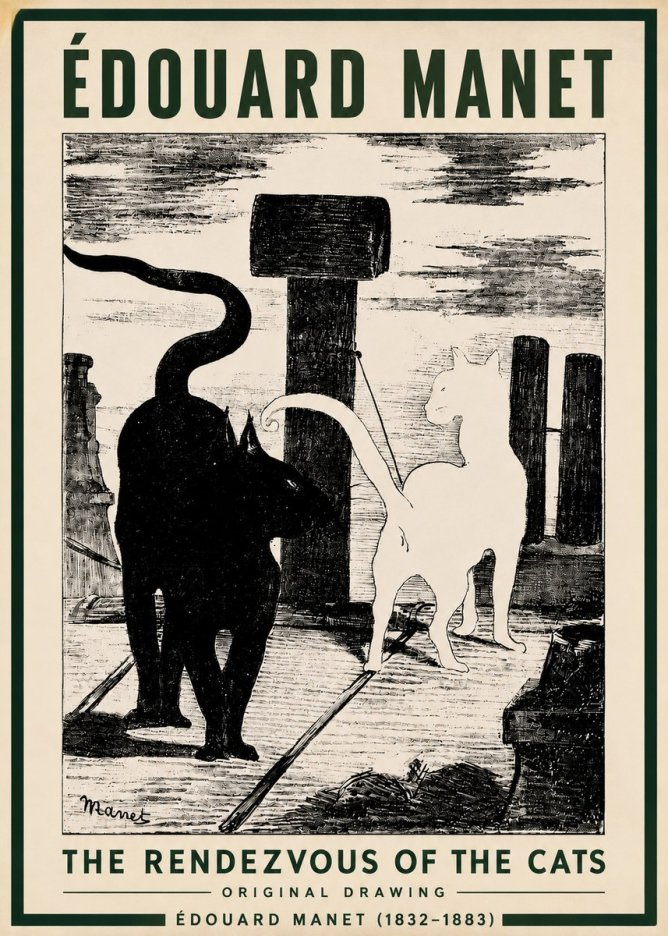 Édouard Manet The Rendezvous of the Cats No3 - Póster