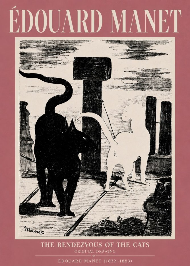 Édouard Manet The Rendezvous of the Cats No5 - Póster