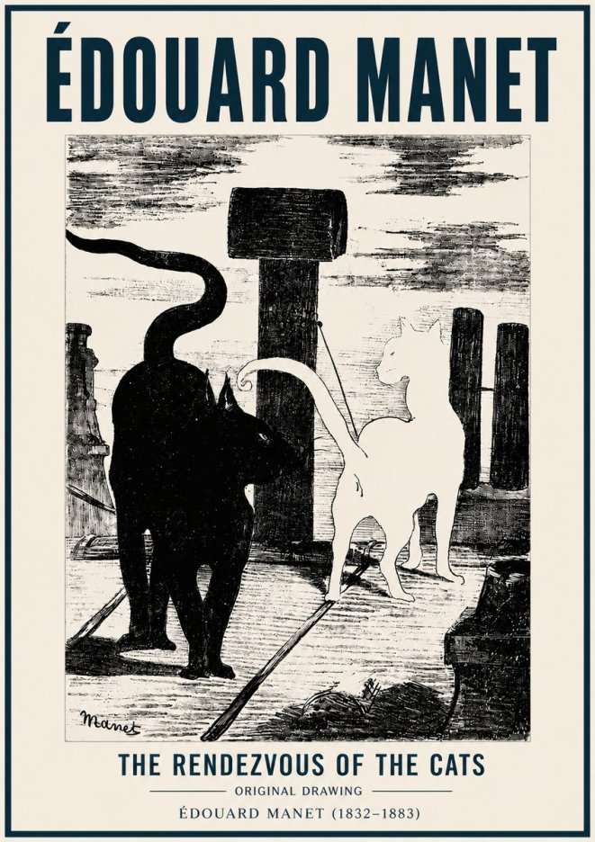 Édouard Manet The Rendezvous of the Cats No6 - Póster