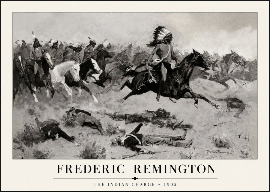Frederic Remington The Indian Charge No1 - Póster