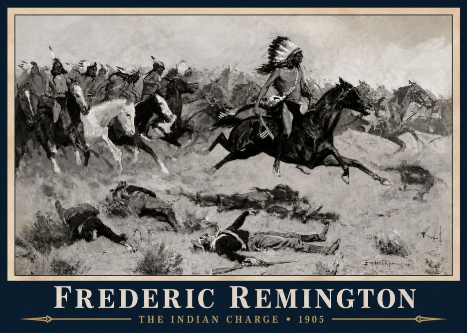 Frederic Remington The Indian Charge No3 - Póster