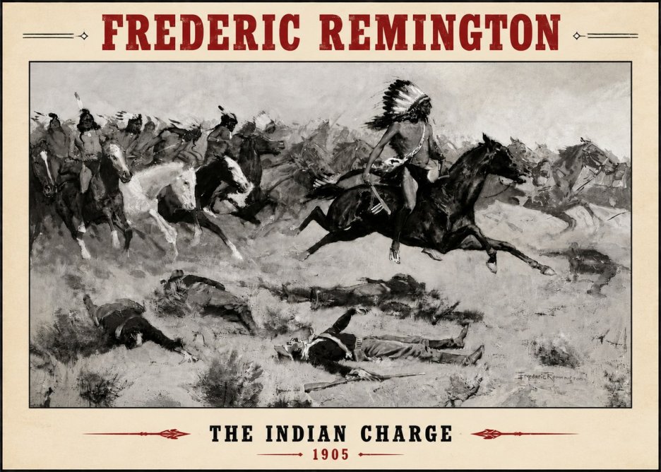Frederic Remington The Indian Charge No4 - Póster
