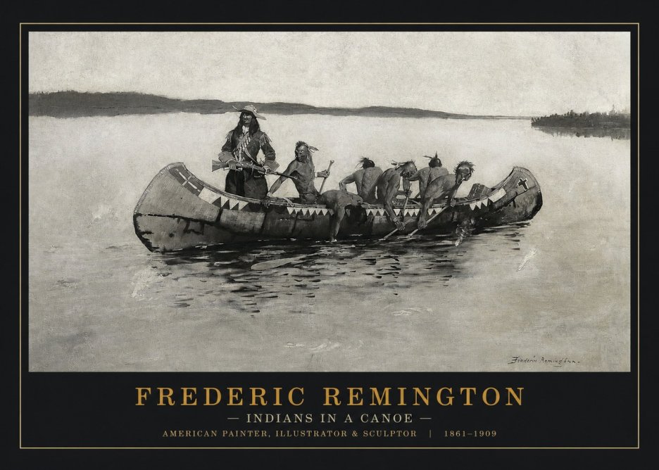 Frederic Remington Indians in a Canoe No1 - Póster