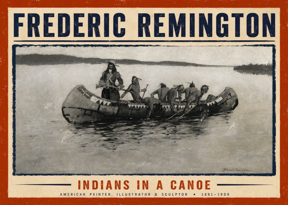 Frederic Remington Indians in a Canoe No2 - Póster