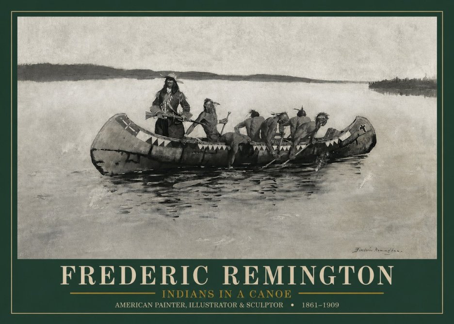 Frederic Remington Indians in a Canoe No3 - Póster