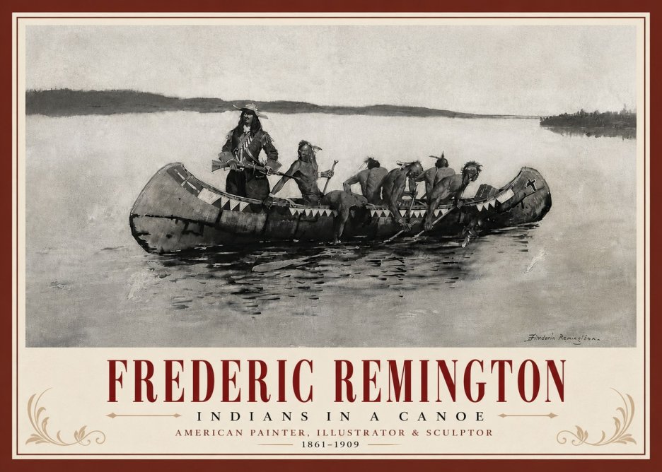 Frederic Remington Indians in a Canoe No6 - Póster